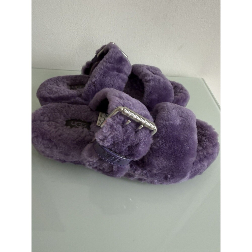 UGG Fuzz Yeah Purple Shearling Slingback Slippers Sandals Women’s US 5 EU 36